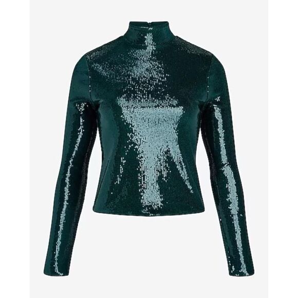 Express Sequin Long Sleeve Top NEW - Picture 10 of 10